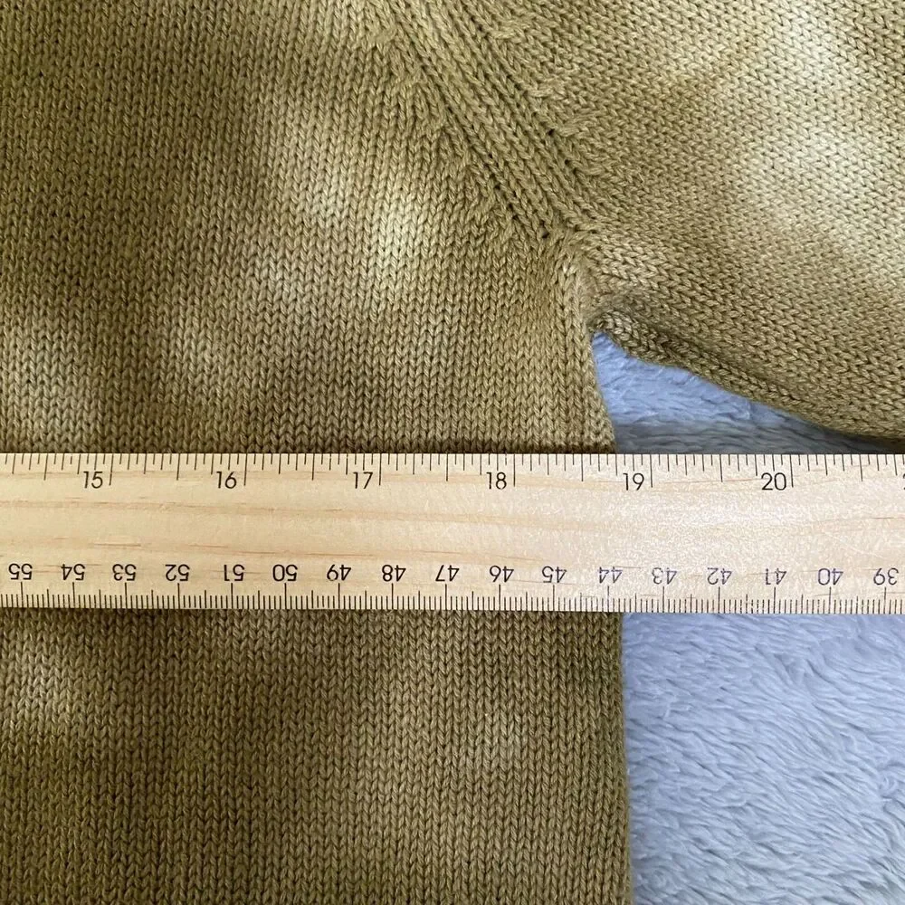 NWT Lucky Brand Women's Sweater  Dye Tye Olive Green Long Sleeve LinenBlend Sz M